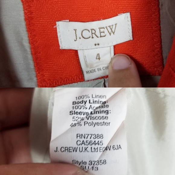 J. Crew Factory Schoolboy Linen Blazer in Red Orange Size 4 - Picture 7 of 11